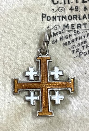 Vintage enamel jerusalem cross - vintage,