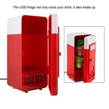 PC USB Mini Refrigerator Fridge Beverage Drink Can Cooler Warmer Red