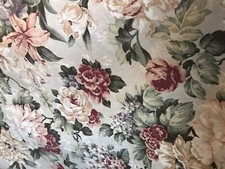 4m Vtg? Roll End Richloom Linen? Style Fabric Large Flowers USA W1.4m (B87