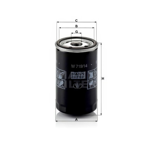 Mann w719 oil filter - oil, 123mm