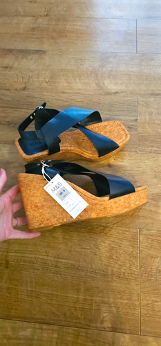 Women black wedge sandals - black,