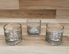 3 x Vintage Heavy Chunky Base Whisky Tumbler Glasses  8cm High