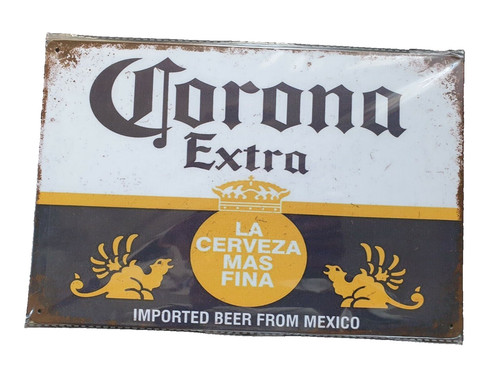 Corona label metal sign - label,