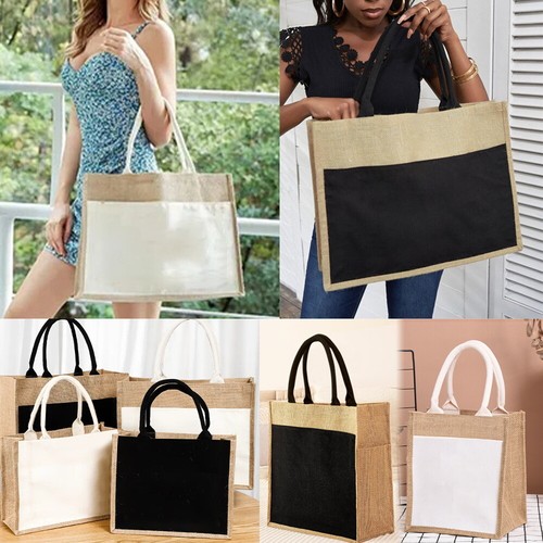 Solid canvas jute tote - solid, bags