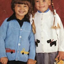 Vintage Knitting Pattern  Scottie Dog Car & Lorry Cardigan DK Chest 22”24” & 26"