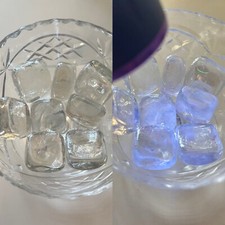 VINTAGE 8 Clear Square Glass Pebbles Stones Nuggets UV Reactive Blue Lead Glow