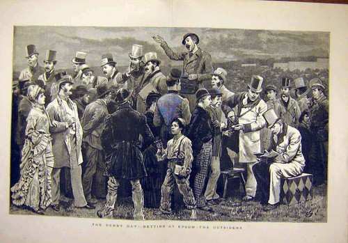 Original old antique print - old,