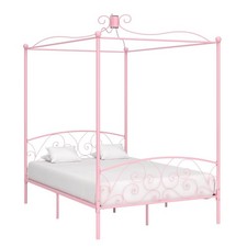 Canopy Bed Frame Pink Metal &