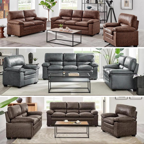 Faux leather sofa suite - sofa,
