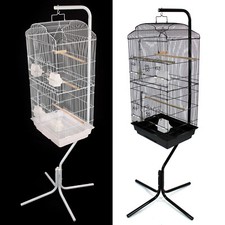 Metal Bird Cage with 167cm Stand in Black or White Strong Steel Frame and Base