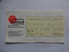 1985/86 Super Cup Manchester United v Everton Ticket Stub