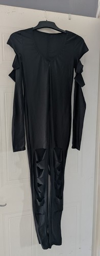 Black catsuit front zip and - black,