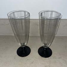 2x luminarc French Black Stem Beer larger water or champagne Glasses 19cm tall, 