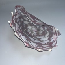 Art  Glass Murano Style Sea Shell  Vase / Bowl Pink/White/Clear 500g