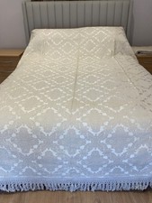 Vintage Cream Damask Bedspread Double Size Italian Isabella