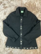 Geiger Vintage Wool Austria Button Up Jacket Women’s 46 Black Embroidered 