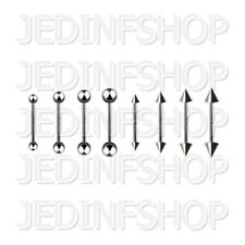 Straight Barbell Bar | 2.0mm (12g) - 12mm-20mm | Stainless Steel - Balls Spikes