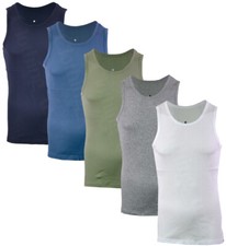 Mens Plain Rib Ribbed Fashion Gym Vest Casual Summer Top M-XXL