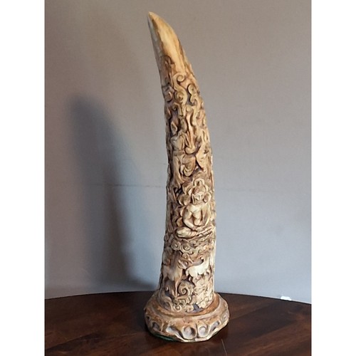 Vintage faux ivory carved tusk - ivory,