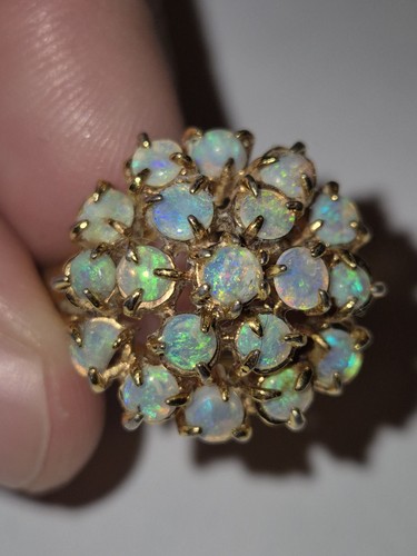Fire opal cluster gold plate - opal,