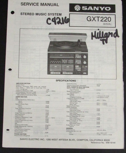 Sanyo gxt220 stereo music - gxt220,