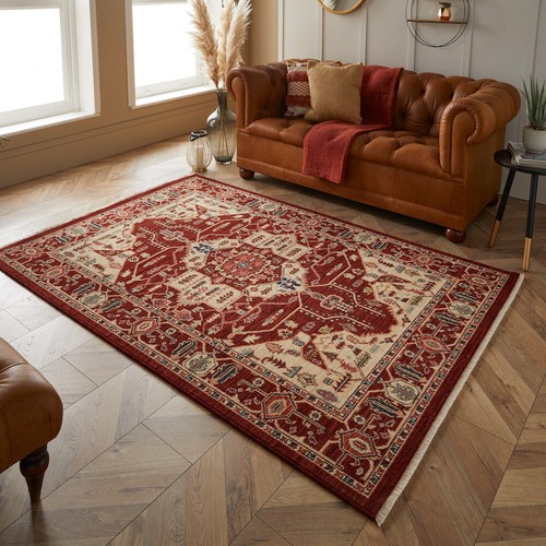 Red beige afghan kazak - beige, nomadic