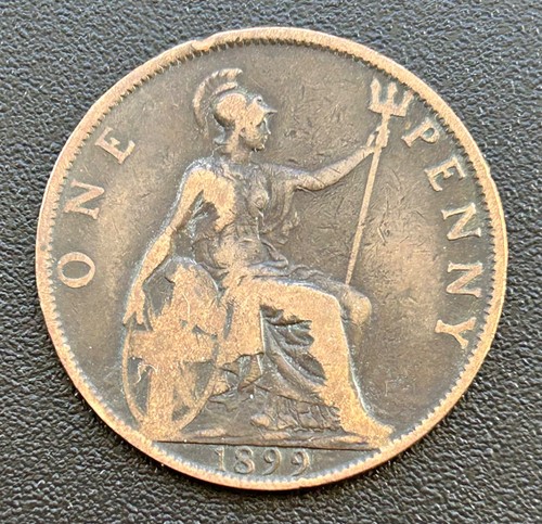 1899 victorian one penny - victorian, queen