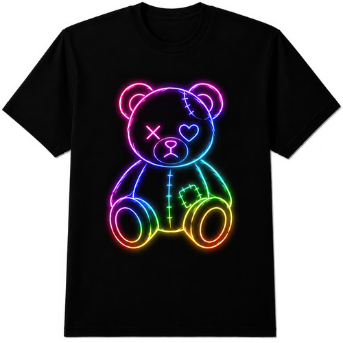 Neon teddy bear retro - retro, cute