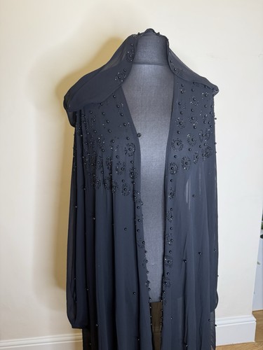 Black beaded hooded agbaya - black,