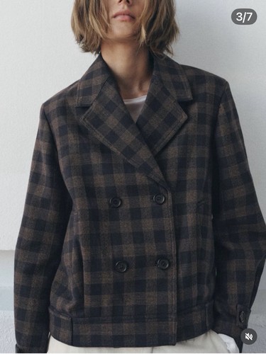 Zara women checkered - checkered, pea