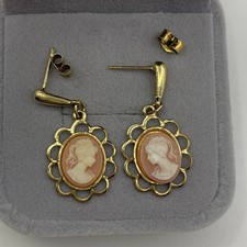 Vintage 9ct Gold Cameo Earrings Not Hallmarked But Been Tested 2.3grams