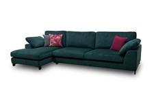 DFS 'Euphoria' Corner Chaise End Sofa Sensual Velvet Forest Green Left Facing