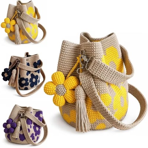 Handmade crochet flower - flower, tote