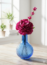 Pink Artificial Peony In Navy Glass Vase by Next