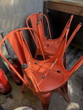 Metal Chairs Orange Set Of