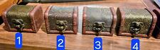 4 Decorative Trinket Boxes. Small Wooden Pirate Treasure Chests Jewellery Boxes