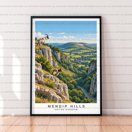 Mendip hills unframed - hills, uk