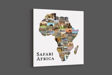 Country shape photo collage. Holiday safari memories canvas picture print