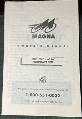 Owner manual for magna - owner's,