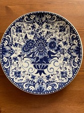 Vintage Delfts Blauw Handgeschildered Collector Plate. Blue Floral. 23cm