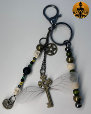 Handmade Beaded Charms Key Wing Keychain. Cute Gift UK Sliver Vintage Steampunk