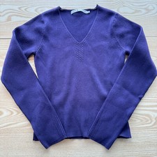 Tommy Hilfiger Womens Jumper Medium Purple Long Sleeve V Neck Fashion Ladies