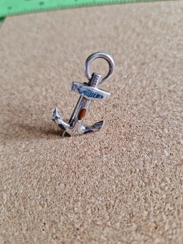 Vintage silver anchor brooch - silver,