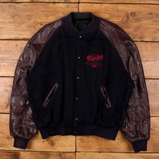 Vintage Varsity Jacket XL 90s Bomber Brown