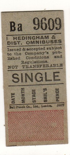 Bus tram ticket hedingham - tram,