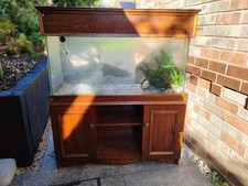 110 Litre Tropical Aquarium in  Brown Oak Veneer Cabinet.  tank 90 X 30 X 45cm