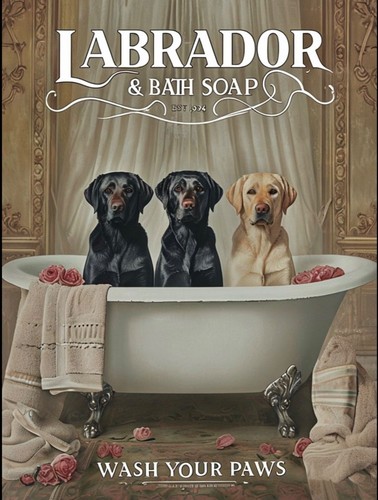Labradors bath metal sign - labradors,