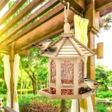 Hanging Wooden Bird House Feeder Garden Feeding Box Outdoor Bird Supplies UK