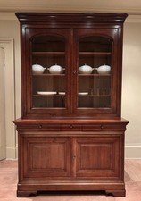FRENCH Grange solid cherry-wood glazed dresser, 1991 - Louis Phillipe - SUPERB