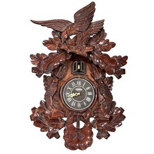 Vintage Wooden Cuckoo Clock Large w/ Birds - No Weights / Pendulum - READ